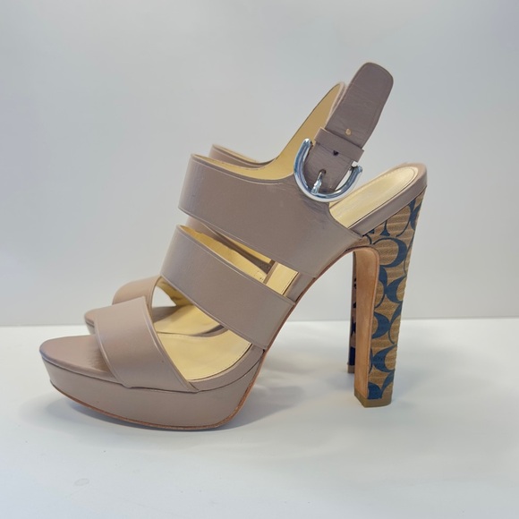 Coach Bertta Taupe Leather Platform Heels – Size 7B - Picture 3 of 8